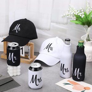 6 Pack Mr & Mrs Hats Sets Included Bride and Groom Caps, Mr and Mrs Beer…